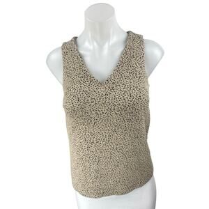 Banana Republic Tan Black Animal Print Sleeveless V-neck Knit Blouse Tank Top XS